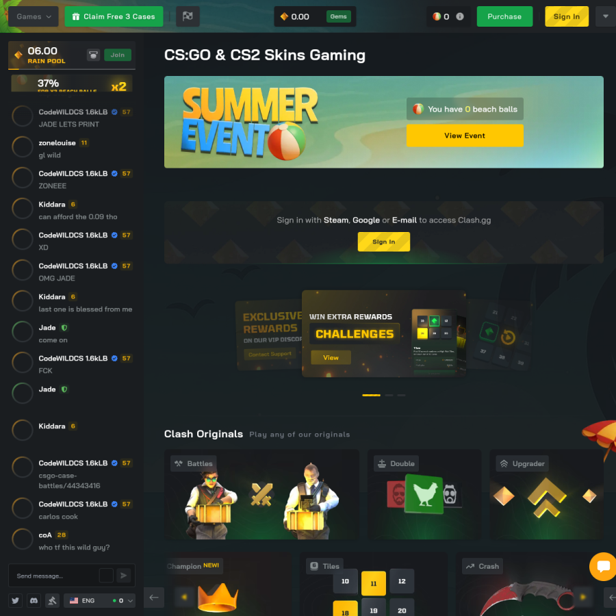 clash.gg homepage screenshot