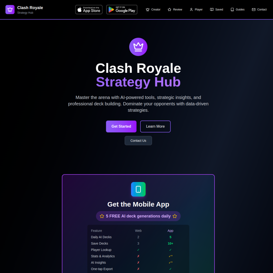 clashdecks.com homepage screenshot