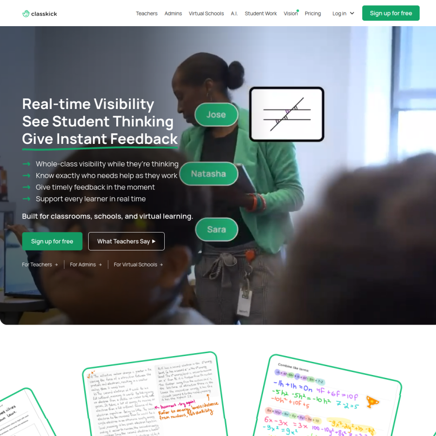 classkick.com homepage screenshot