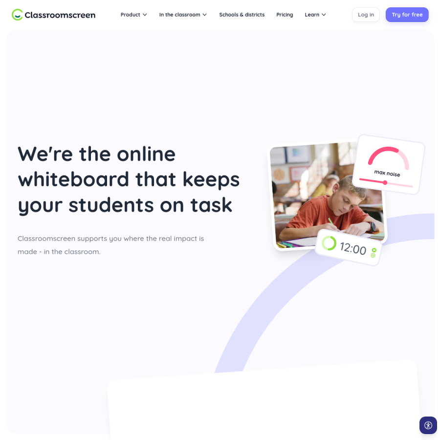 classroomscreen.com homepage screenshot