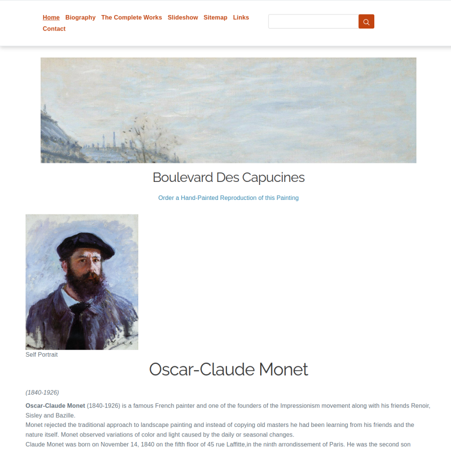 claudemonetgallery.org homepage screenshot