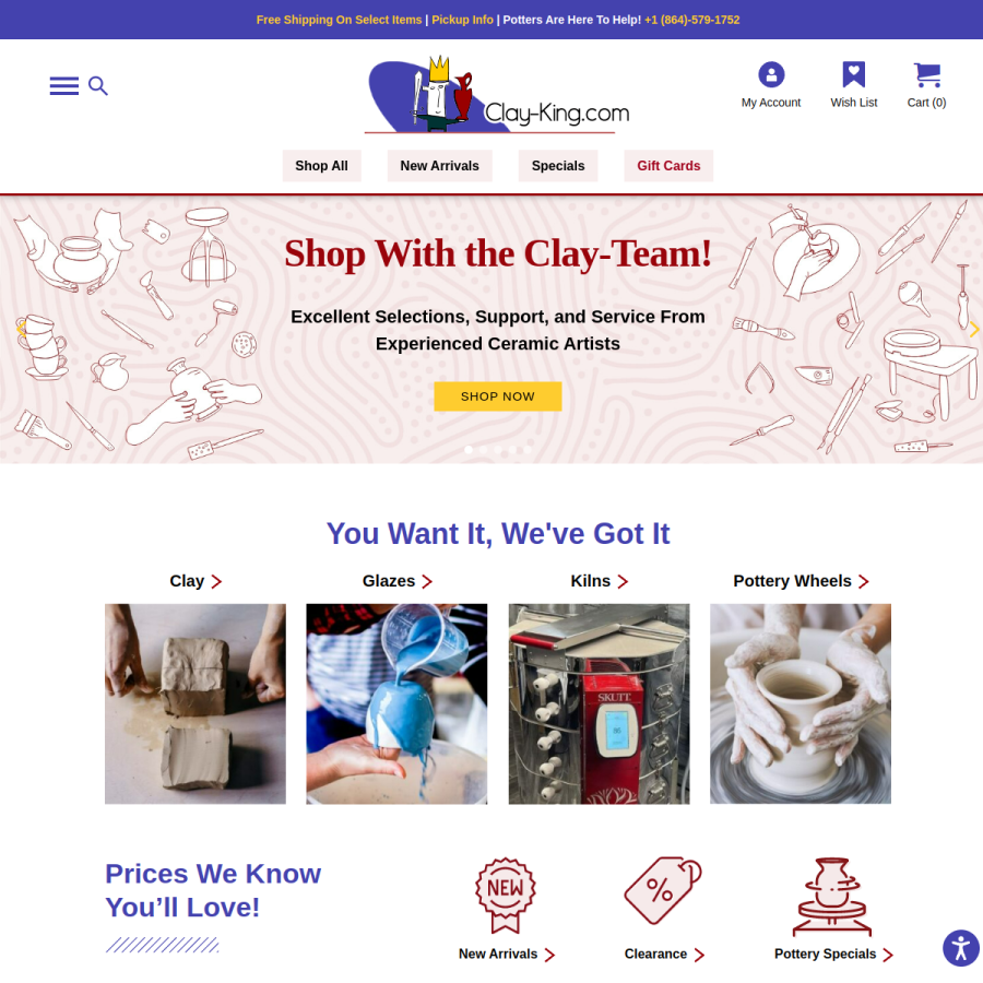 clay-king.com homepage screenshot