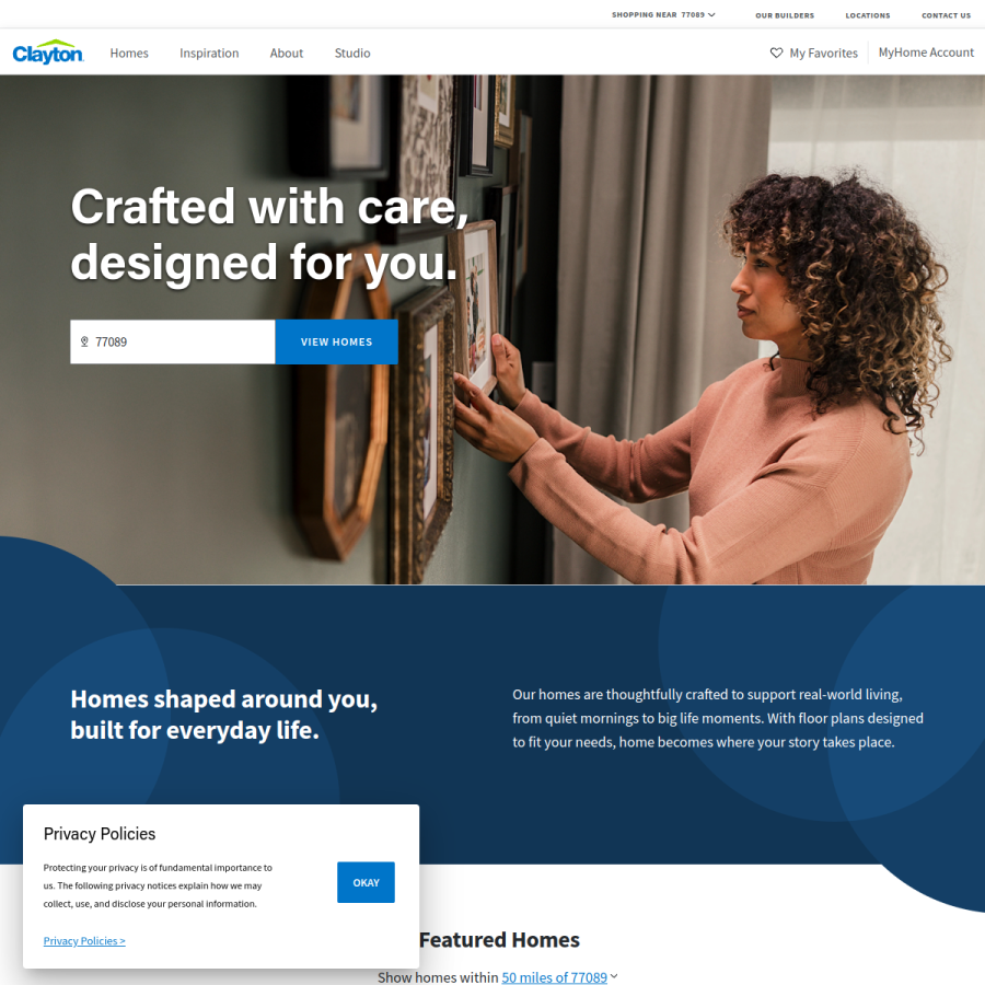 claytonhomes.com homepage screenshot