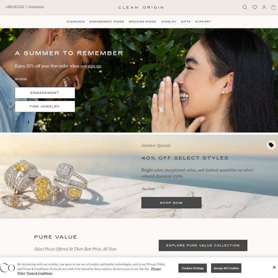 cleanorigin.com homepage screenshot