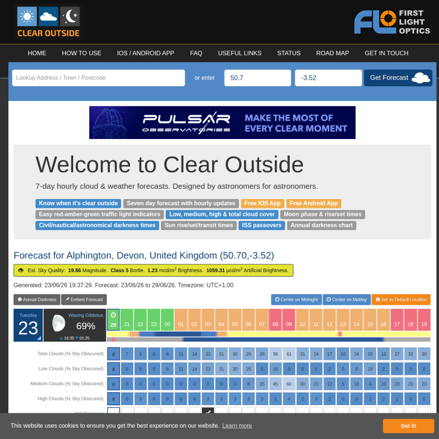clearoutside.com homepage screenshot