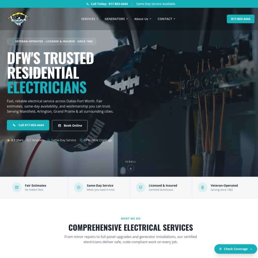 clementselectric.com homepage screenshot