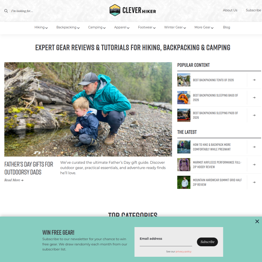 cleverhiker.com homepage screenshot