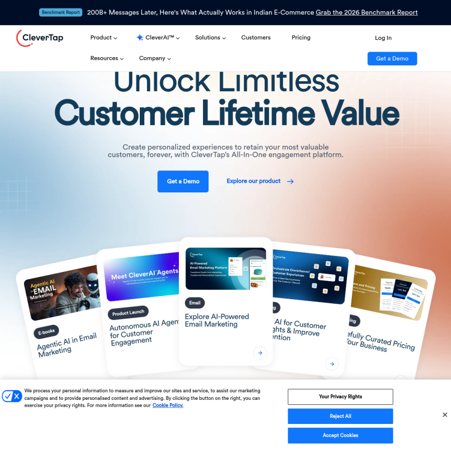 clevertap.com homepage screenshot