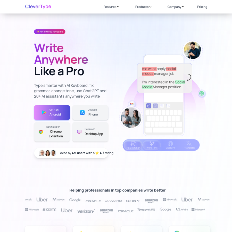 clevertype.co homepage screenshot