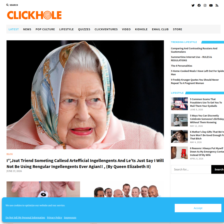 clickhole.com homepage screenshot