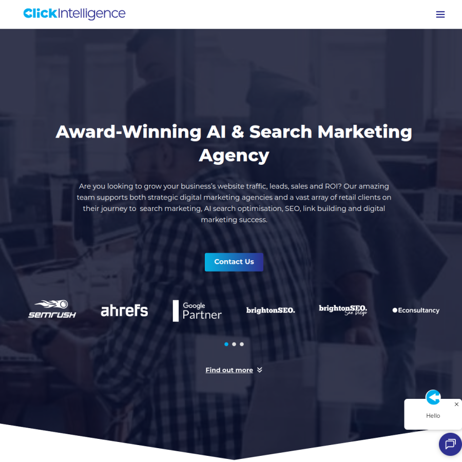 clickintelligence.co.uk homepage screenshot