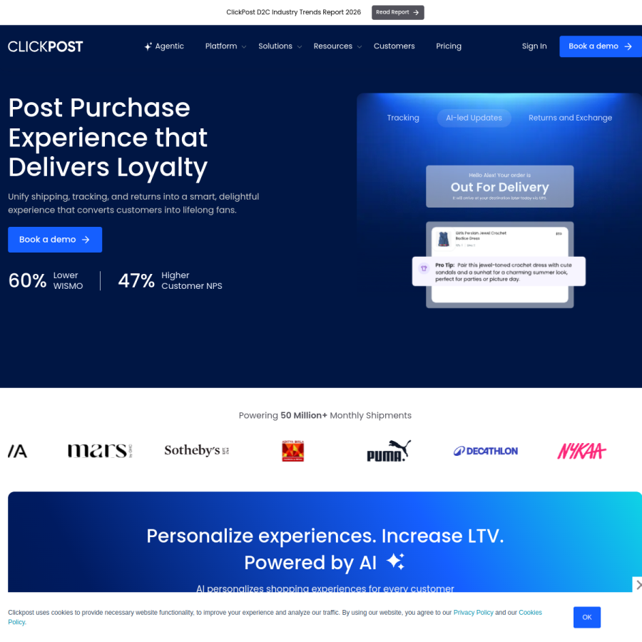 clickpost.ai homepage screenshot