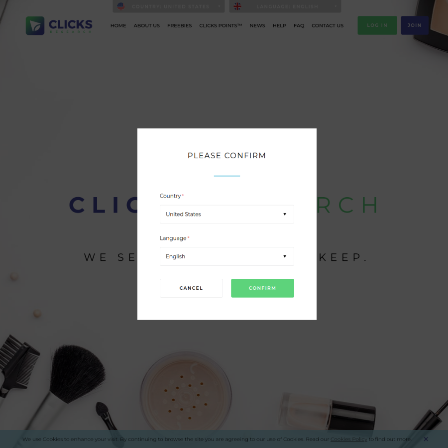 clicksresearch.com homepage screenshot