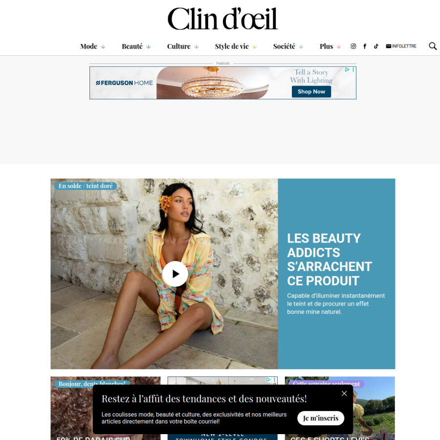 clindoeil.ca homepage screenshot