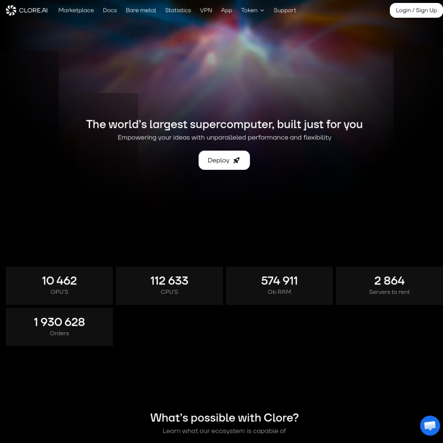 clore.ai homepage screenshot