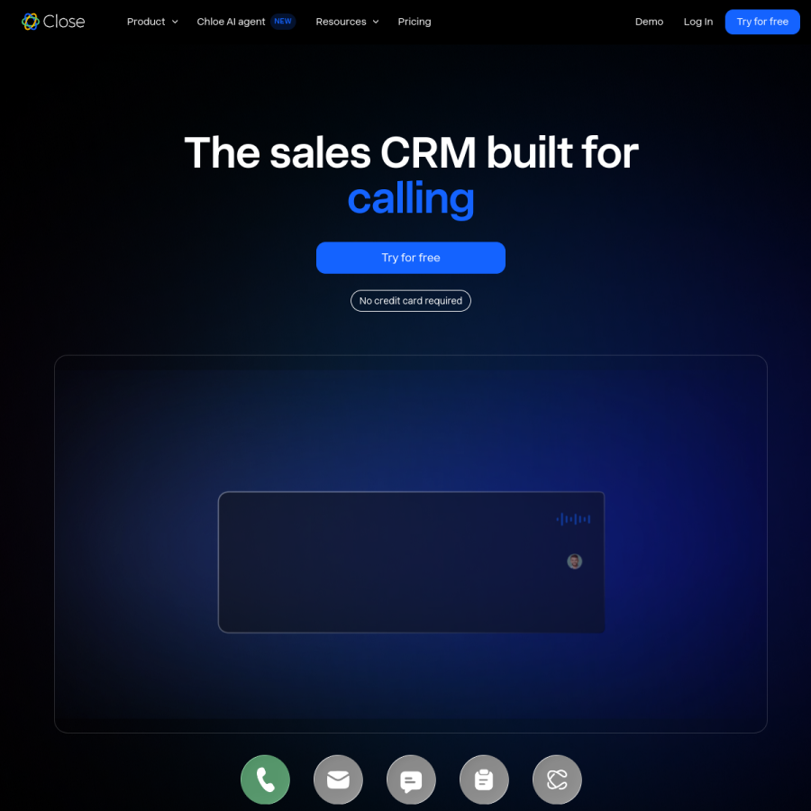 close.com homepage screenshot