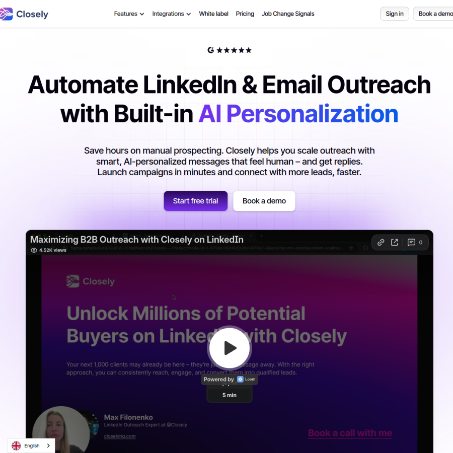 closelyhq.com homepage screenshot