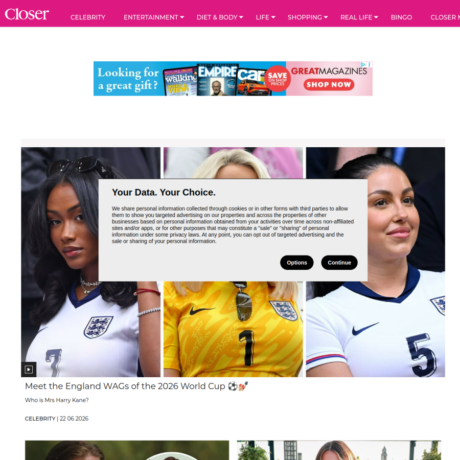 closeronline.co.uk homepage screenshot