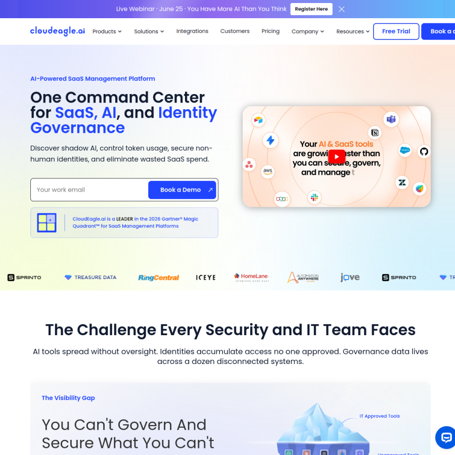 cloudeagle.ai homepage screenshot