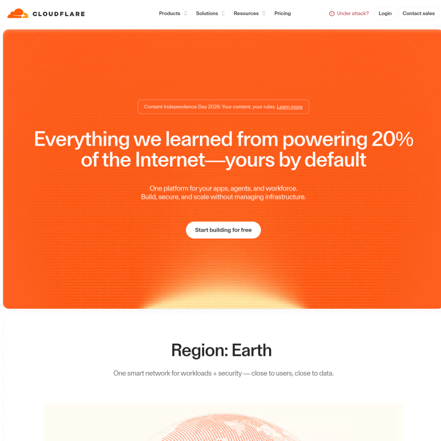 cloudflare.com homepage screenshot