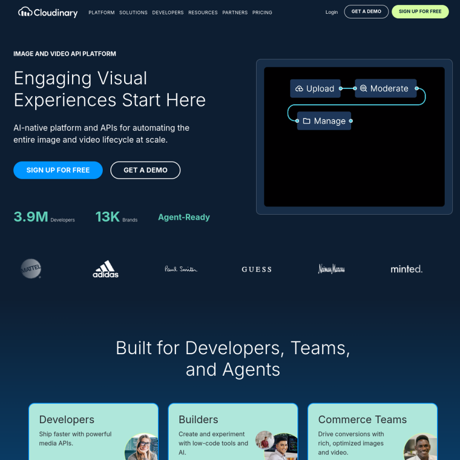 cloudinary.com homepage screenshot
