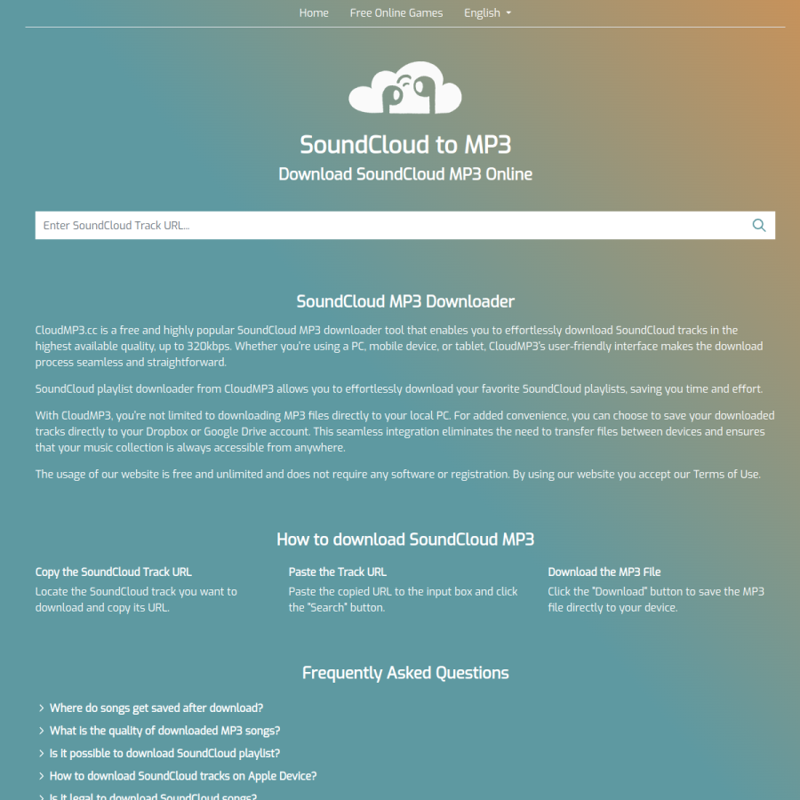 cloudmp3.cc homepage screenshot