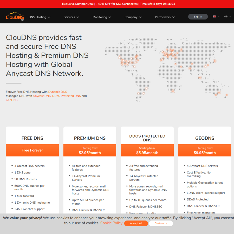 cloudns.net homepage screenshot