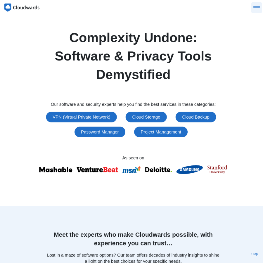 cloudwards.net homepage screenshot