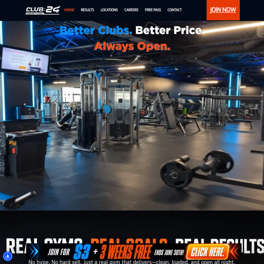 club24gyms.com homepage screenshot
