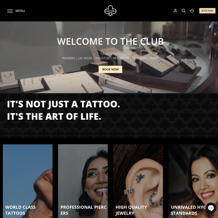 clubtattoo.com homepage screenshot