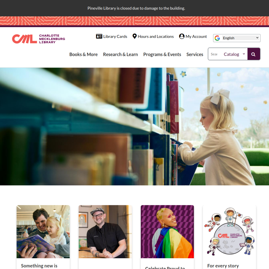 cmlibrary.org homepage screenshot