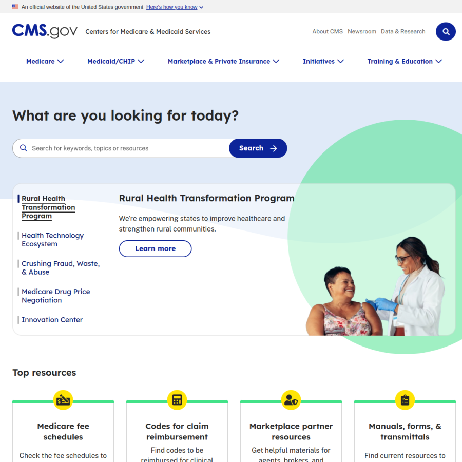 cms.gov homepage screenshot