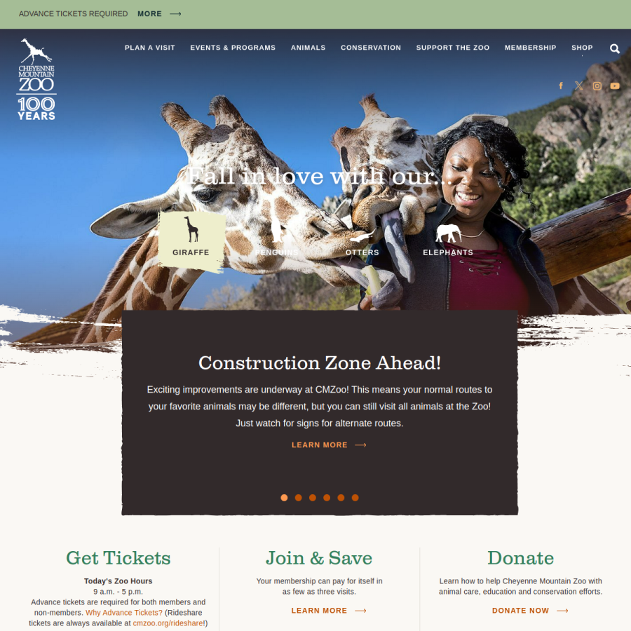 cmzoo.org homepage screenshot