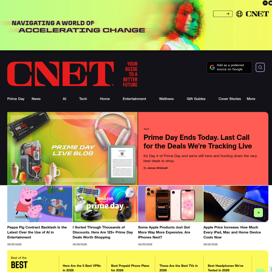 cnet.com homepage screenshot