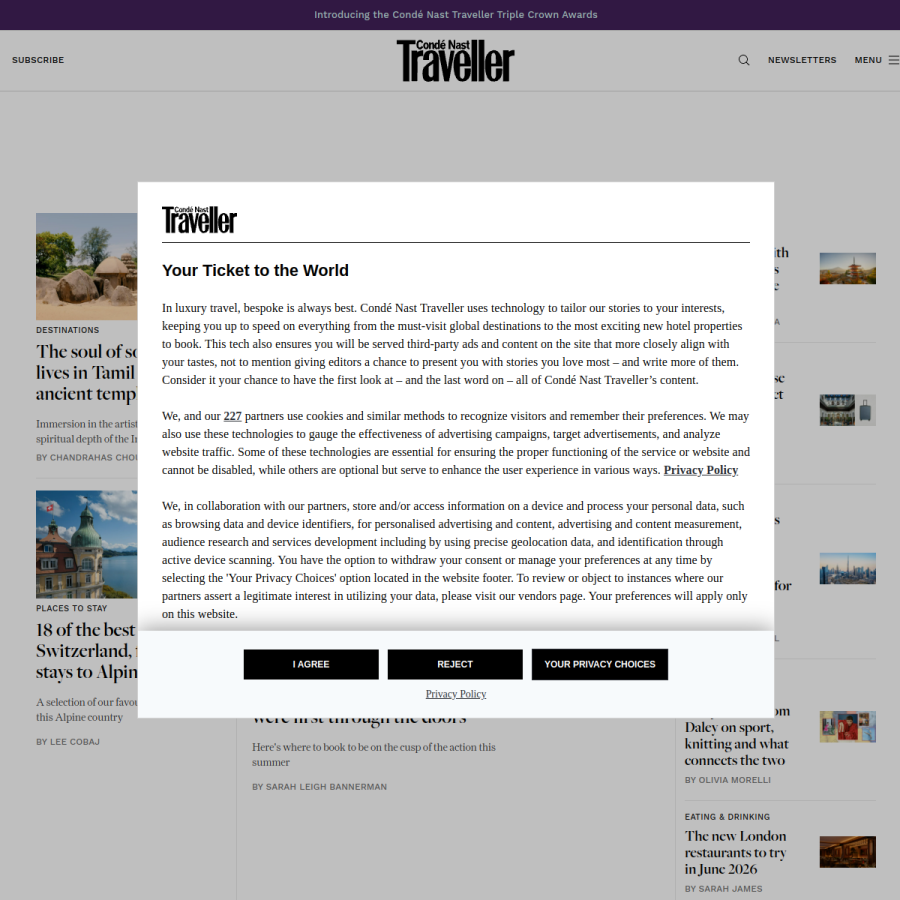 cntraveller.com homepage screenshot