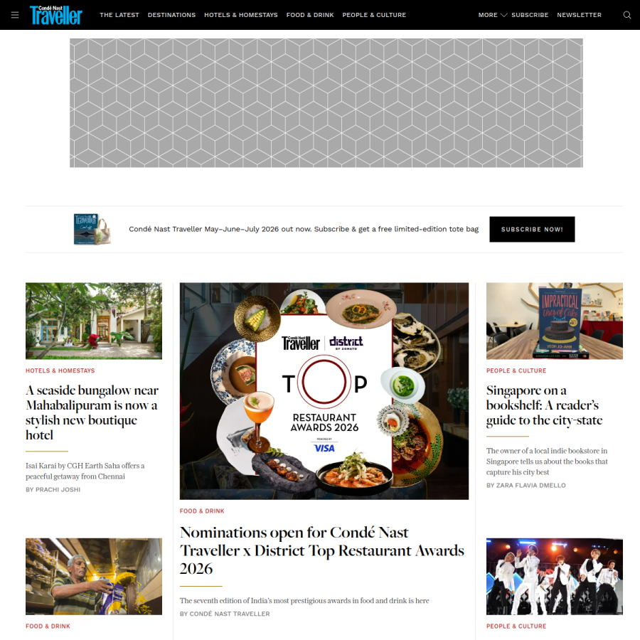 cntraveller.in homepage screenshot