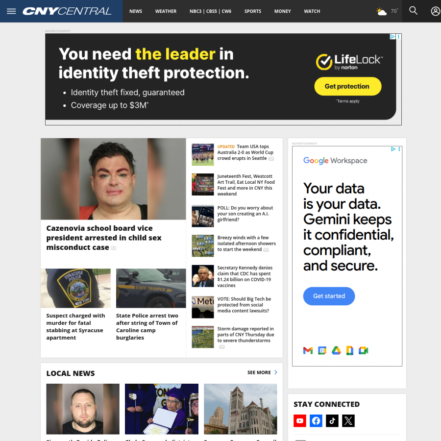 cnycentral.com homepage screenshot