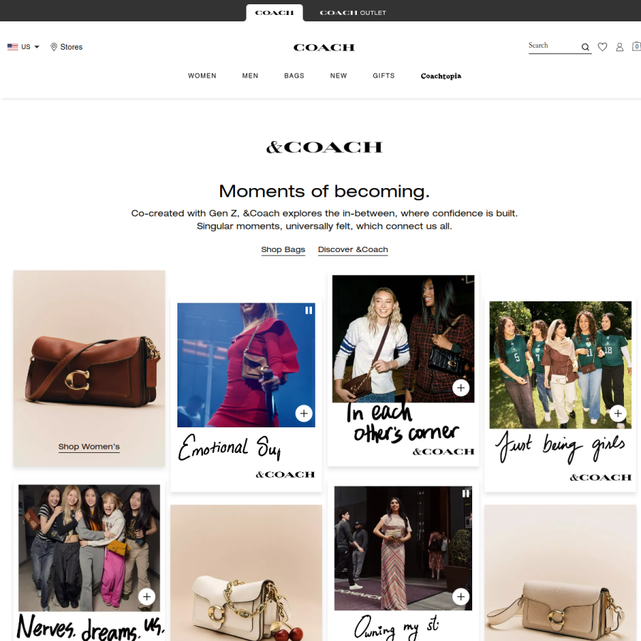 coach.com homepage screenshot