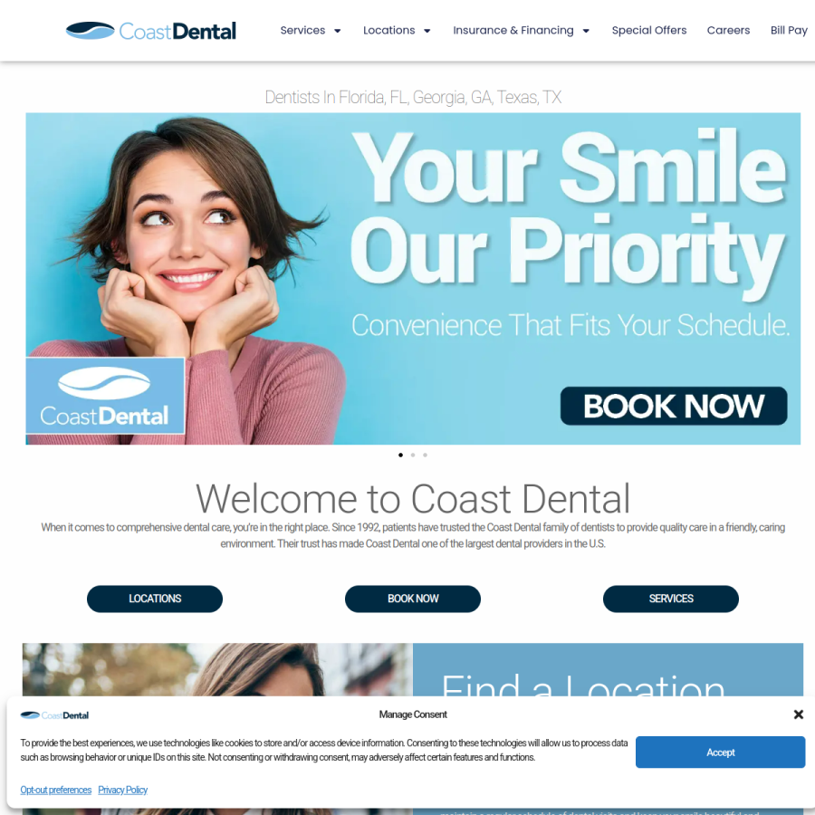 coastdental.com homepage screenshot