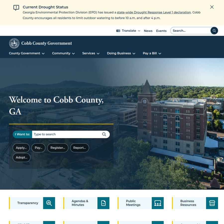 cobbcounty.org homepage screenshot