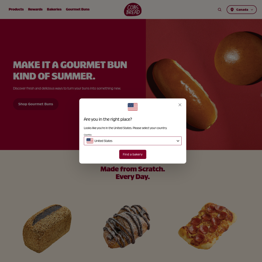 cobsbread.com homepage screenshot