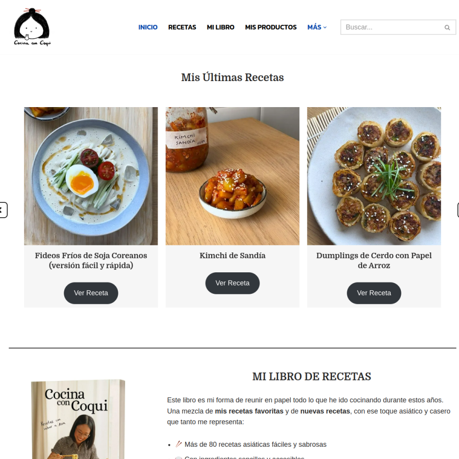 cocinaconcoqui.com homepage screenshot
