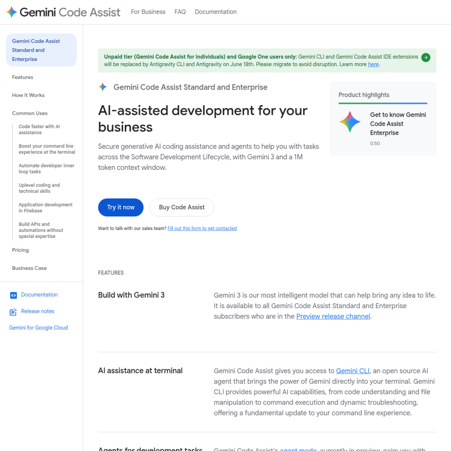 codeassist.google homepage screenshot