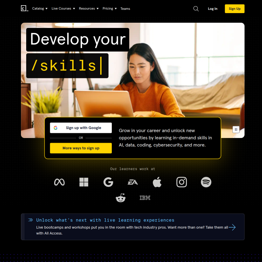 codecademy.com homepage screenshot