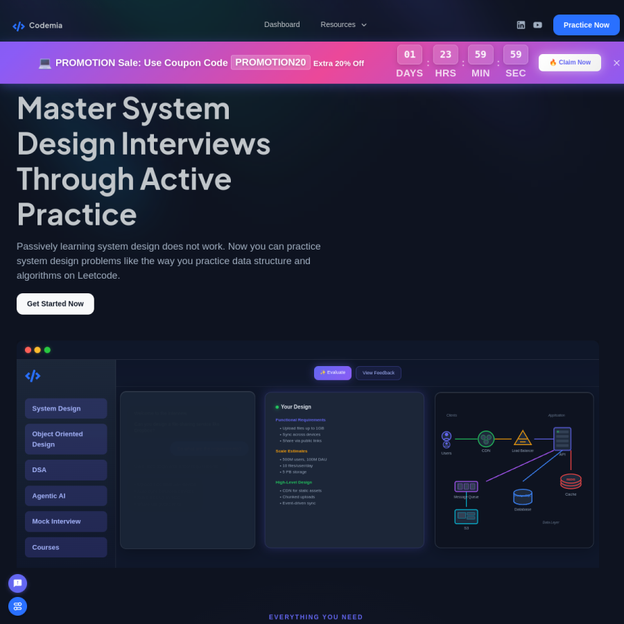 codemia.io homepage screenshot