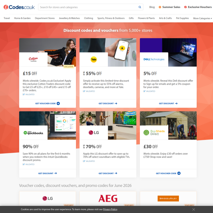 codes.co.uk homepage screenshot