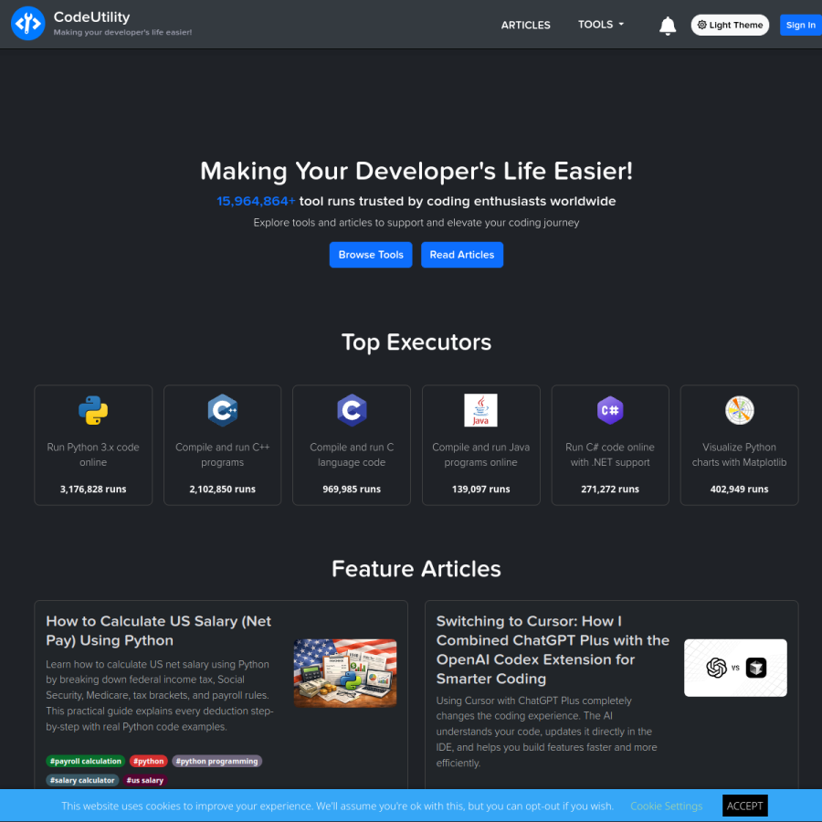 codeutility.io homepage screenshot