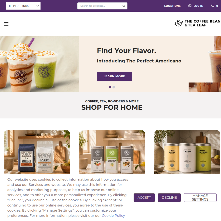 coffeebean.com homepage screenshot