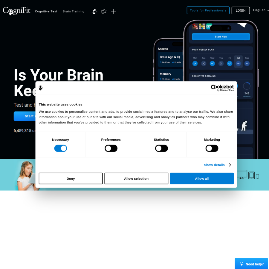cognifit.com homepage screenshot