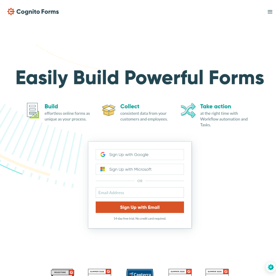 cognitoforms.com homepage screenshot
